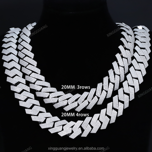 Prix d'usine Chaîne cubaine 3/4 rangs en diamant VVS pour hommes et femmes, bijoux fins Hip Hop, collier et bracelet en moissanite GRA D, argent 925 - Product Image 1