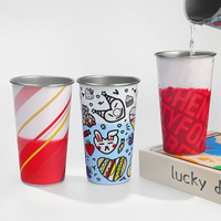 Vaso de Cerveza de Metal Reutilizable de Acero Inoxidable 304 de 16oz (500ml) con Cambio de Color en Frío, Personalizado al por Mayor para Marca (OEM)
