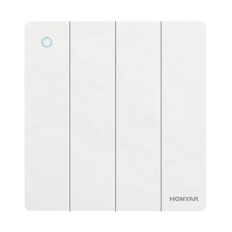 Honyar Q1 Series 86mm * 90mm Panel Delgado 10A 250V Eléctrico Blanco 4 Gang Interruptor de 2 vías