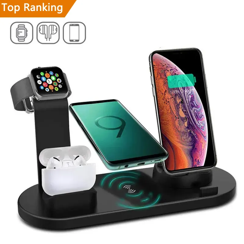 6 in 1 Wireless Charger Multi Devices 15W Fast Wireless Charging Dock Station Phone Holder Chargers for Iphone Airpods