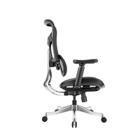 Chaise de bureau ergonomique à dossier en maille ouverte, soutien lombaire dynamique, accoudoirs 5D en PU, hauteur réglable, base coulissante pour le bureau