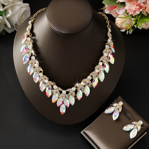 Conjunto de Collar y Pendientes Románticos para Novia, Chapados en Oro, para Bodas, Vestidos de Noche y Sesiones de Fotografía - Product Image 2