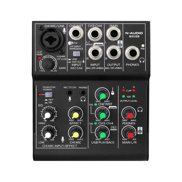 M4USB 4-Channel Professional Audio Mixer Sound Card New Product for Audio Video & Lighting