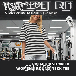 Camisetas de Verano para Mujer, de Alta Calidad, Transpirables, Ecológicas, de Seda Tejida, con Estampado Informal, Cuello Redondo y Manga Corta - Product Image 2