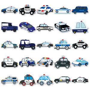 Usine Outlet 50pcs PVC Police Autocollant De Voiture Personnalisé Transport Véhicule <span class=keywords><strong>Patrouille</strong></span> Wagon Étiquette D'emballage pour Bougie Artisanat Utilisation - Product Image 3