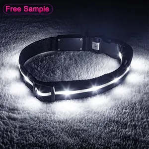 Led Hunde halsband Blinkendes Nylon 3 Mode Beleuchtung USB Aufladbare Leoparden muster Hunde halsband Hunde halsbänder Hersteller