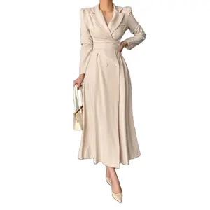 Wholesale OEM Elegant New Stylish Lady Polyester Autumn Coat Casual Long Sleeve Slim Womens Dress For Female