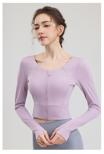 <span class=keywords><strong>Haut</strong></span> <span class=keywords><strong>de</strong></span> yoga pour <span class=keywords><strong>femme</strong></span>-Chemise <span class=keywords><strong>de</strong></span> fitness élégante pour l'exercice, le cyclisme, l'entraînement Pilates, à manches longues, adaptée au printemps et à l'automne. - Product Image 3