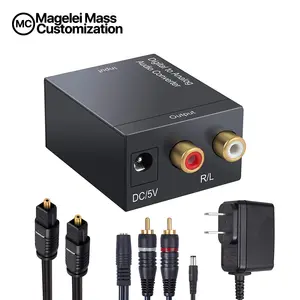 Convertisseur Audio numérique à analogique DAC de couleur noire 1080P avec câble optique et adaptateur d'alimentation pour PS4 Xbox et HDTV