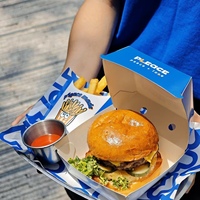 Caja Ecológica Desechable para Hamburguesas con Forma de Concha, Logotipo Personalizado, Biodegradable, Materiales Reciclados, Forma Cuadrada, Impresión a Cuatro Colores