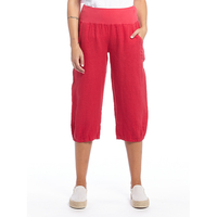 Pantalon décontracté en lin respirant et écologique pour femme, taille plus, coupe ample au genou, taille mi-haute élastique, idéal pour l'été