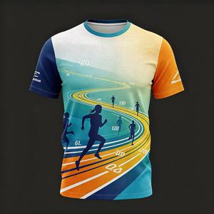 OEM Custom logo Digital Print Knitted Sporty Marathon Team Event Promotion Men's T-<b>Shirt</b> <b>Polyester</b> Running Gym Dry-Fit Sport Tee - Product Image 1