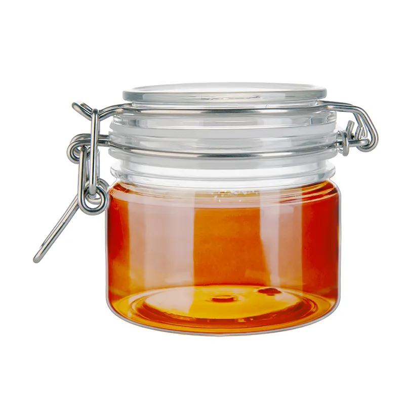 Wide Mouth Flip Top Lid Recycle Plastic Jar Seal Clear Salad Oil 200ml PET Kitchen Storage Jars
