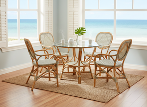 Elegante y Compacto Juego de Comedor de Mimbre de Ratán Estilo Asiático Jamaica, Muebles Cómodos para el Hogar, Apartamento, Hotel, Villa - Product Image 3