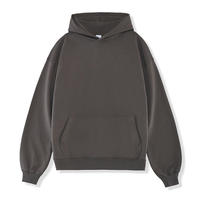 Sweat à capuche en coton éponge 450G avec logo personnalisé, couleur terre unie, épais, pour homme, avec cordon anti-rétrécissement et doublure.