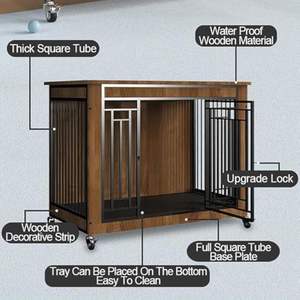 Ağır büyük köpekler kafes yüksek mukavemetli çelik ahşap kurulumu kolay köpek sandık Pet köpek kulübesi - Product Image 5