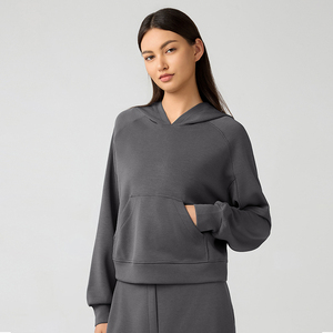 Mới Đến Mùa Đông Thể Thao Phụ Nữ Kéo Hơn Hoodies Với Túi Lớn Tùy Chỉnh Cộng Với Kích Thước Trống Gân Cuff Thời Trang Đường Phố Áo - Product Image 2