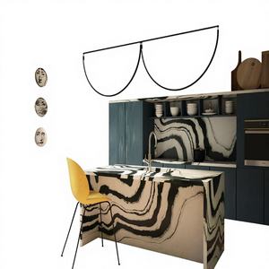 หินอ่อนแพนด้าไวท์แผ่นใหญ่สมัยใหม่ หินธรรมชาติ เป็นมิตรกับสิ่งแวดล้อม เหมาะสำหรับงานออกแบบตกแต่งภายในระดับไฮเอนด์ ใช้ในร้านอาหารเชิงพาณิชย์ และบ้านพักตากอากาศ - Product Image 1