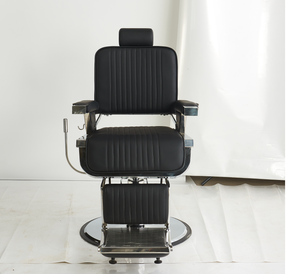 Fauteuil de barbier vintage robuste, inclinable hydrauliquement, pivotant à 360°, en cuir PU, avec repose-pieds, pour hommes, salon de coiffure, rasage - Product Image 2