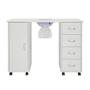 Set Professionale per Salone di Bellezza: <span class=keywords><strong>Tavolo</strong></span> per Manicure con Piano <span class=keywords><strong>in</strong></span> Marmo Bianco e Sedia, Senza Perdite di Polvere, con Vano Portaoggetti - Product Image 5