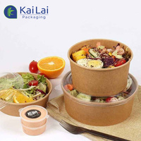 Emballage alimentaire jetable personnalisé biodégradable en papier kraft pour ramen, nouilles, pizza, salade, bol, gobelet, couvercle ventilé