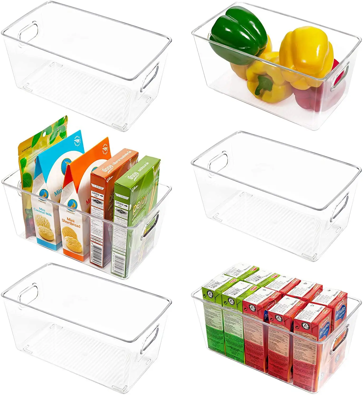 6 יחידות PET שקוף מקרר מזון תיבת אחסון טרי ארגונית קופסת מיכל פלסטיק לאחסון מזון פירות וירקות למקרר