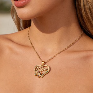 18K Gold Plated Rainbow Zirconia Round Heart Mom Pendant Necklace Mother Day Jewelry <strong>Gifts</strong> for Women Mother <strong>Wife</strong> <strong>Birthday</strong> <strong>Gift</strong> - Product Image 3