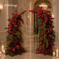Großer Blumenbogen mit Roten Rosen und Hortensien Vintage-Dekor Hochzeitsblumen-Großhandel Künstliche Blumen Metall-Quadratbogen