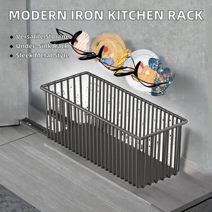 Étagère de rangement de cuisine moderne en fer durable, non pliable, pour sous-évier, pour épices et vaisselle, multifonction, autoportante - Product Image 2