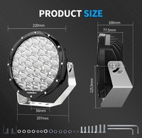 AURORA Lampe de conduite ronde super lumineuse haute puissance de 9 pouces 198W sur fond blanc Lampe de travail à LED pour camion Pickup UTV ATV