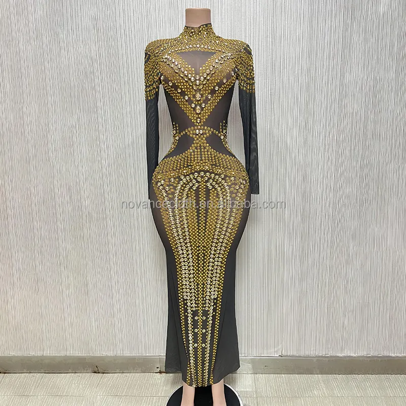 Nocance Y1903 Wholesale Alibaba Black Diamond Evening Dress Mesh Birthday Crystal Elegant Maxi Dress Bride Robe De Soiree Courte