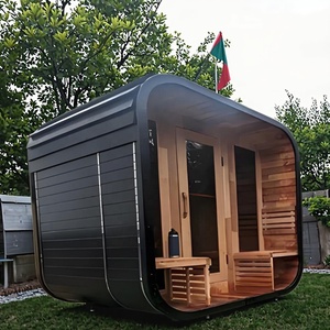 ساونا خارجية فاخرة بتصميم عصري من خشب الهيملوك، مع موقد وتدفئة بالأشعة تحت الحمراء البعيدة، كوخ حديقة، مباشرة من المصنع - Product Image 1