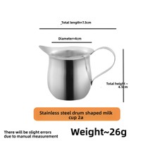Yolecen Moderne En Acier Inoxydable Mini Café Et Lait Tasse En Forme De Tambour Latte Art Petite Tasse avec Bouche Pointue pour Milkshake & Lait