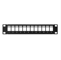 Modul Keystone 1U 10 Inch Kosong/Tanpa Kabel, Panel Patch UTP Kosong untuk Kabel Jaringan dan Pengkabelan Pusat Data