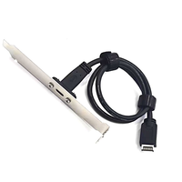 Kabel Adaptor Panel Depan USB 3.2 Gen 2 20Gbps dengan Pelindung Jalinan dan Selubung PVC, Tipe-C Female 20-Pin, Tipe-E Male, Pengisian Cepat 5A