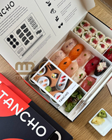 Boîte à bento pliable pour restaurant de cuisine asiatique japonaise de qualité supérieure avec logo personnalisé, pour emporter, avec compartiment pour sauce et coupelle