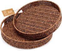 Groothandel ronde handgeweven PP rotan mand met handvat decoratieve plastic opbergbak voor huisorganisatie fruit en voedsel
