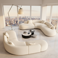 Juego de Sofás Modernos de Lujo, Muebles de Tela de Terciopelo, Sofá Curvo para Casa, Villa y Almacén, para Sala de Estar y Espacios de Hotel