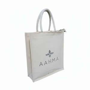 Wholesale <b>Jute</b> <b>Shopping</b> <b>Bag</b> with Laminated Interior for Retail Stores Promotions & Branding - Product Image 1