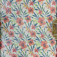 Nouveau tissu en sequins floraux tropicaux en gros, imprimé floral rouge, tissu chatoyant pour robes et robes de soirée