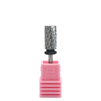 JadeNail Brocas de Carburo para Uñas, Forma de Barril Grande, Punta Plana, Plateadas, para Pulir Puntas de Uñas Acrílicas, Buena Concentricidad, Diámetro de Vástago 3/32