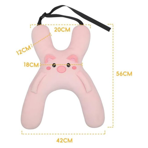 Coussin de voyage en peluche rose avec motif animalier, adorable tête de cochon, support de tête et de cou pour siège de voiture avec ceinture de sécurité - Product Image 3