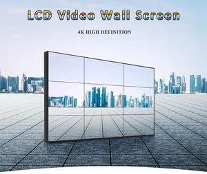 จอภาพวิดีโอติดผนังในร่มจอแสดงผลโฆษณาฝาแคบ2K 4K HD 3X3แผง Mulit ประกบติดผนังหน้าจอ LCD