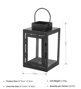 Farol de vela LANJO moderno minimalista de hierro negro con paneles de vidrio transparente para decoración de ambiente de lujo en jardín o patio al aire libre. - Product Image 6