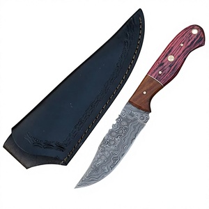 Couteau de chasse multifonctionnel à lame fixe avec manche en bois, en acier Damas, pour survie en extérieur, avec étui – Vente en gros, OEM, DIY – Modèle 2026 - Product Image 2