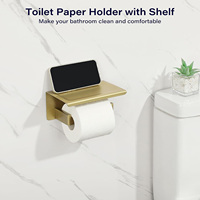 Porte-papier toilette mural Gcheng moderne en acier inoxydable SUS304 avec étagère, écologique, pour salle de bain, hôtel, hôpital