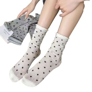 Chaussettes amples pour femmes avec motif nœud en coton, mi-mollet, respirantes, antimicrobiennes, pour jeunes - Product Image 4