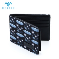 Harga Pabrik Dompet Pria Kulit Asli Kanvas Kustom Mewah Anti RFID Tempat Kartu ID Motif Titik Bunga Lipat