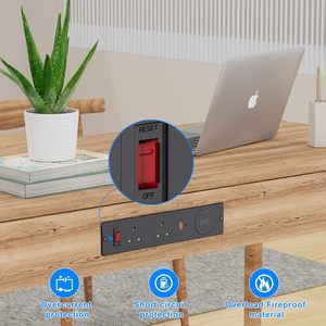 Toma de corriente empotrada de escritorio con carga inalámbrica y puertos USB (2/3 tomas) para mesa de conferencias industrial, de fábrica en el Reino Unido - Product Image 3
