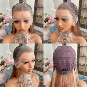 Perruque frontale 13*4 de haute qualité à prix d'usine pour femmes, perruque synthétique transparente à ondulations lâches et bouclées, tendance - Product Image 6